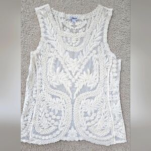 Express Cream Sheer Lace Top Size Small